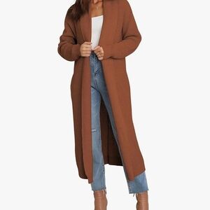 Women's Brown Long Cardigan Sweater